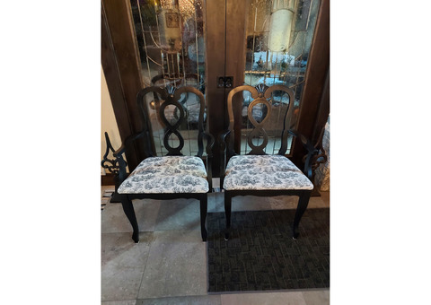 1 Pair Vintage French Country Dining Arm Chairs