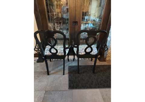 1 Pair Vintage French Country Dining Arm Chairs