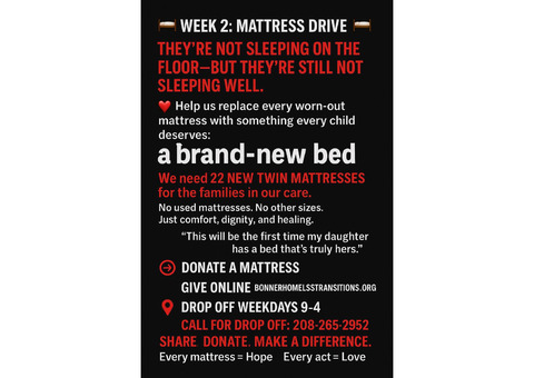 Bonner Homeless Transitions Mattress Drive - Mattresses Needed!